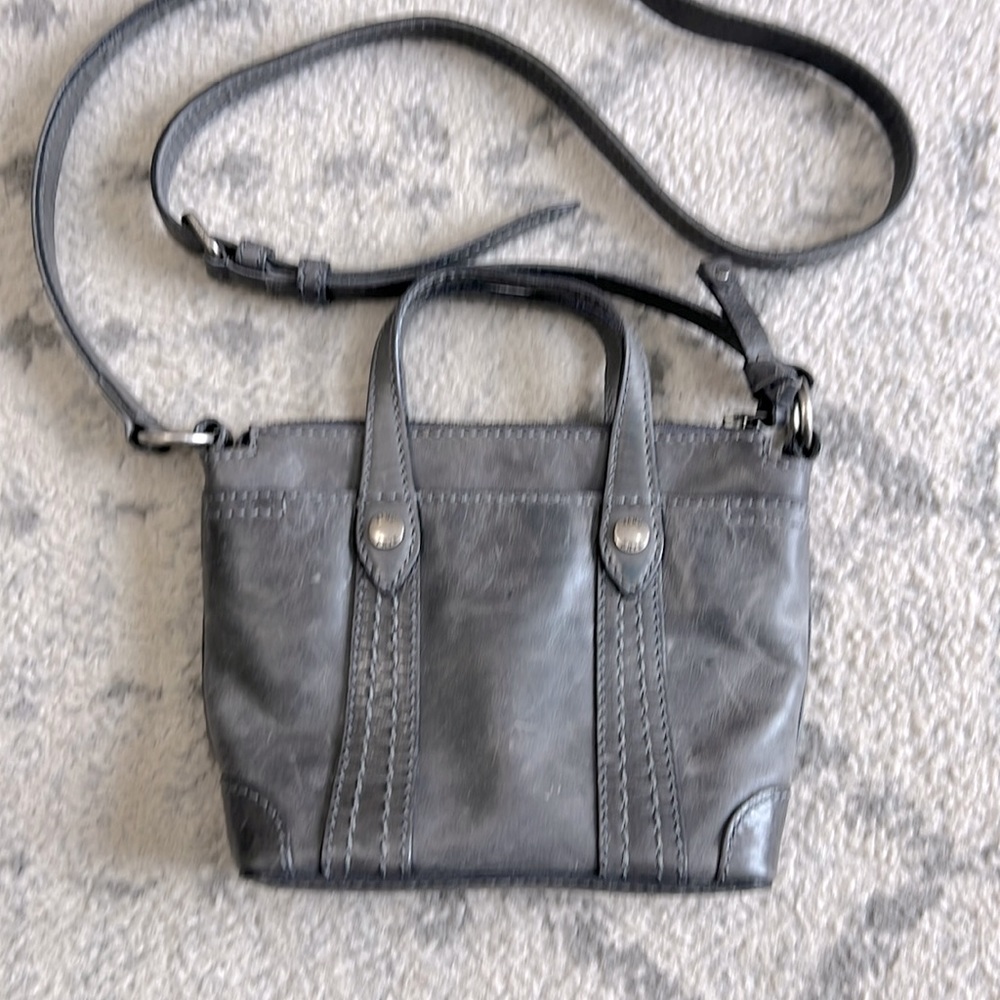 Beautiful Frye Melissa Mini Tote Crossbody Satchel Carbon‎ Gray leather